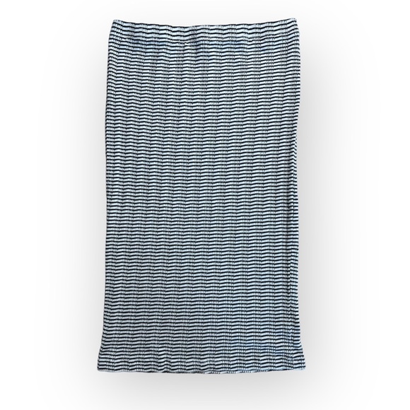 Express White Black Pencil Skirt Stretch Knit Stripes Elastic Waist Womens Small - Picture 1 of 7